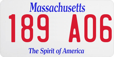 MA license plate 189AO6