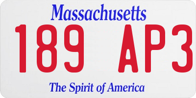MA license plate 189AP3