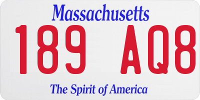 MA license plate 189AQ8