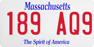 MA license plate 189AQ9