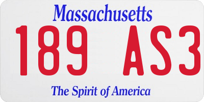 MA license plate 189AS3