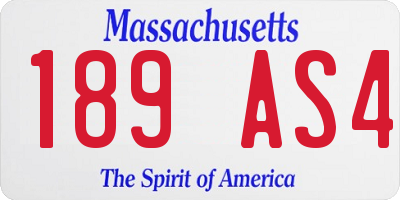 MA license plate 189AS4