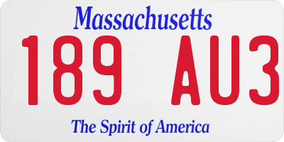 MA license plate 189AU3