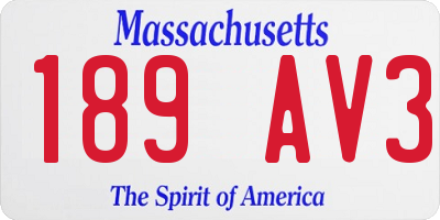 MA license plate 189AV3