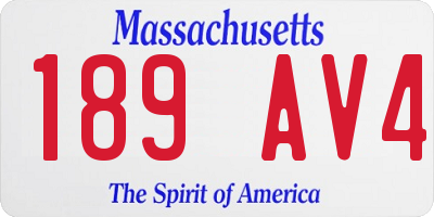 MA license plate 189AV4