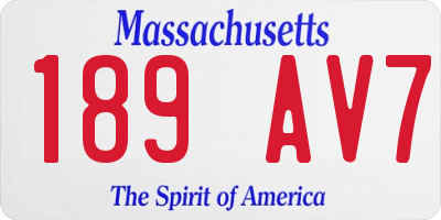 MA license plate 189AV7