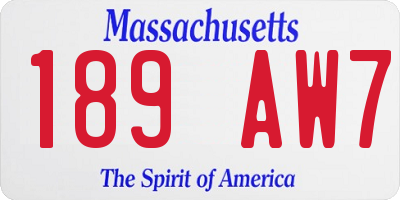 MA license plate 189AW7