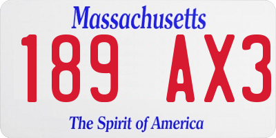 MA license plate 189AX3