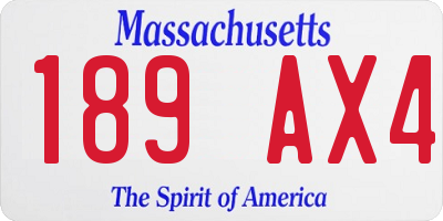 MA license plate 189AX4