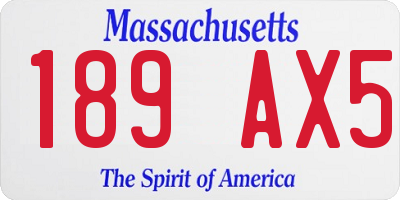 MA license plate 189AX5
