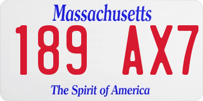 MA license plate 189AX7