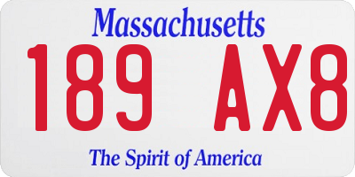 MA license plate 189AX8