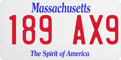 MA license plate 189AX9