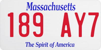 MA license plate 189AY7