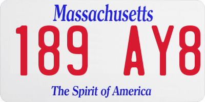 MA license plate 189AY8