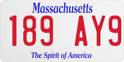 MA license plate 189AY9