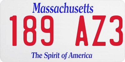 MA license plate 189AZ3