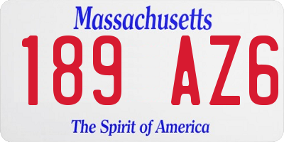 MA license plate 189AZ6