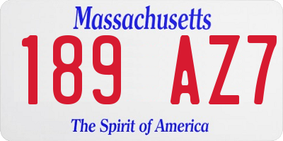 MA license plate 189AZ7