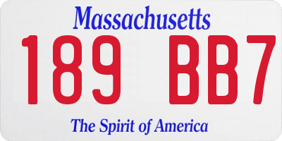 MA license plate 189BB7