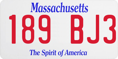 MA license plate 189BJ3
