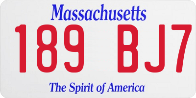MA license plate 189BJ7