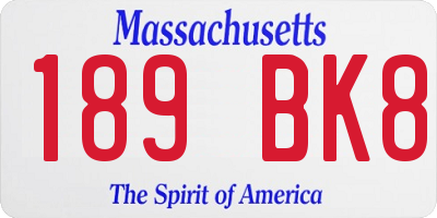 MA license plate 189BK8