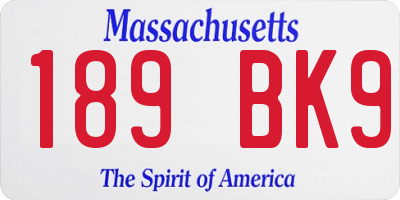 MA license plate 189BK9