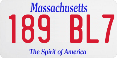 MA license plate 189BL7