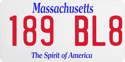 MA license plate 189BL8