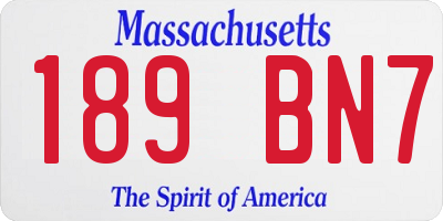 MA license plate 189BN7