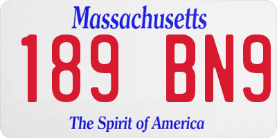 MA license plate 189BN9