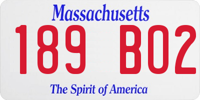 MA license plate 189BO2