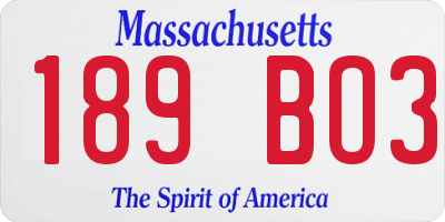 MA license plate 189BO3