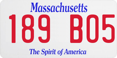 MA license plate 189BO5
