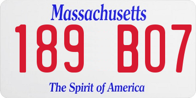 MA license plate 189BO7