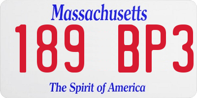 MA license plate 189BP3