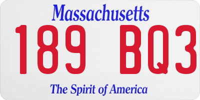 MA license plate 189BQ3