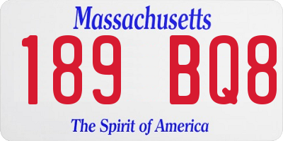 MA license plate 189BQ8