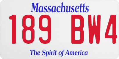 MA license plate 189BW4