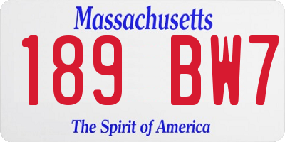 MA license plate 189BW7