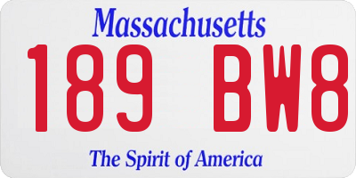 MA license plate 189BW8