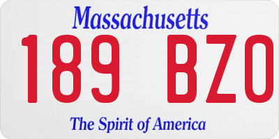 MA license plate 189BZ0