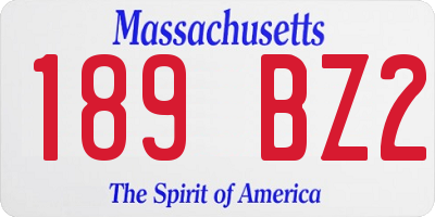 MA license plate 189BZ2
