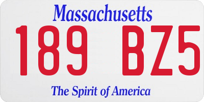 MA license plate 189BZ5