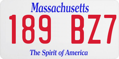 MA license plate 189BZ7