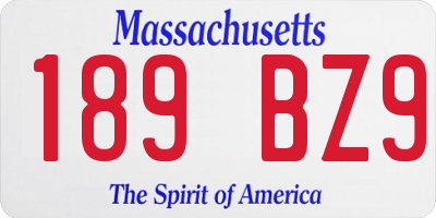 MA license plate 189BZ9