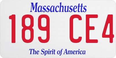 MA license plate 189CE4