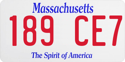 MA license plate 189CE7