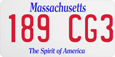MA license plate 189CG3